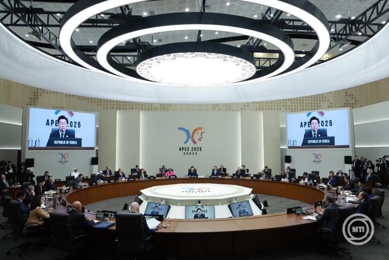 Az Ázsiai és Csendes-óceáni Gazdasági Együttműködés (APEC) csúcstalálkozójának nyitóülése a dél-koreai Kjongdzsuban 2025. október 31-én. MTI/EPA/Yonhap